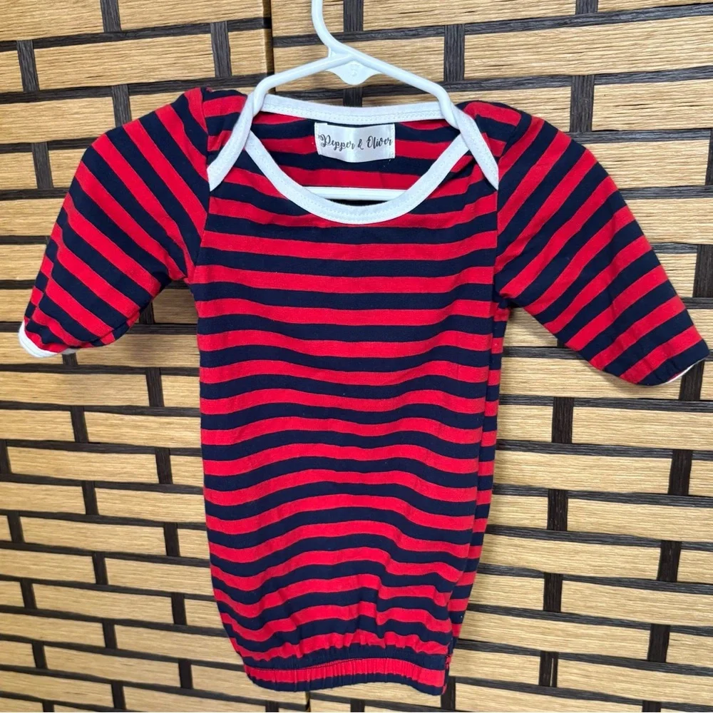 Pepper & Oliver Red And Blue Stripe Sleeper‎ Size Newborn
